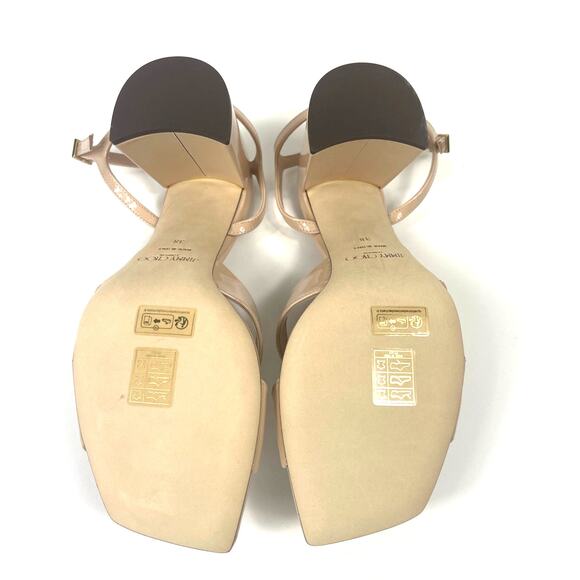 $850 Jimmy Choo EU38 US8 ELLISON85 Cut-Out Open Toe Block Leather Heeled Sandal - Picture 7 of 8